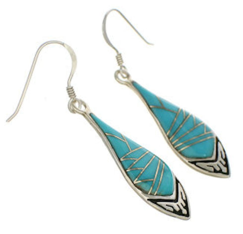 Sterling Silver Turquoise Southwestern Hook Dangle Earrings TX26444